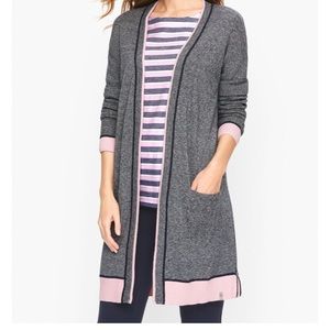 NWT T by Talbots Mixed Marled Navy Indigo Blue long cardigan